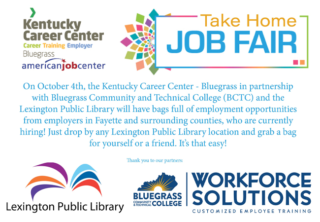 Lexington Public Library Announces Take Home Job Fair